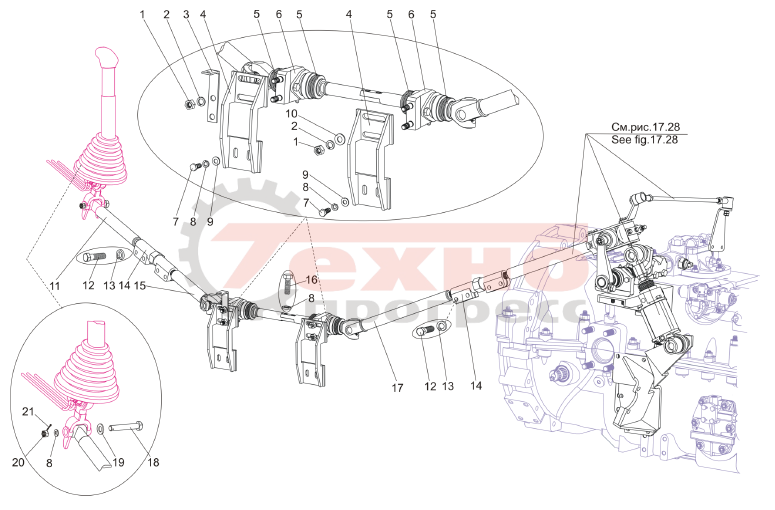 Тяги управления механизмом переключения передач и демультипликатором МЗКТ 700300-11