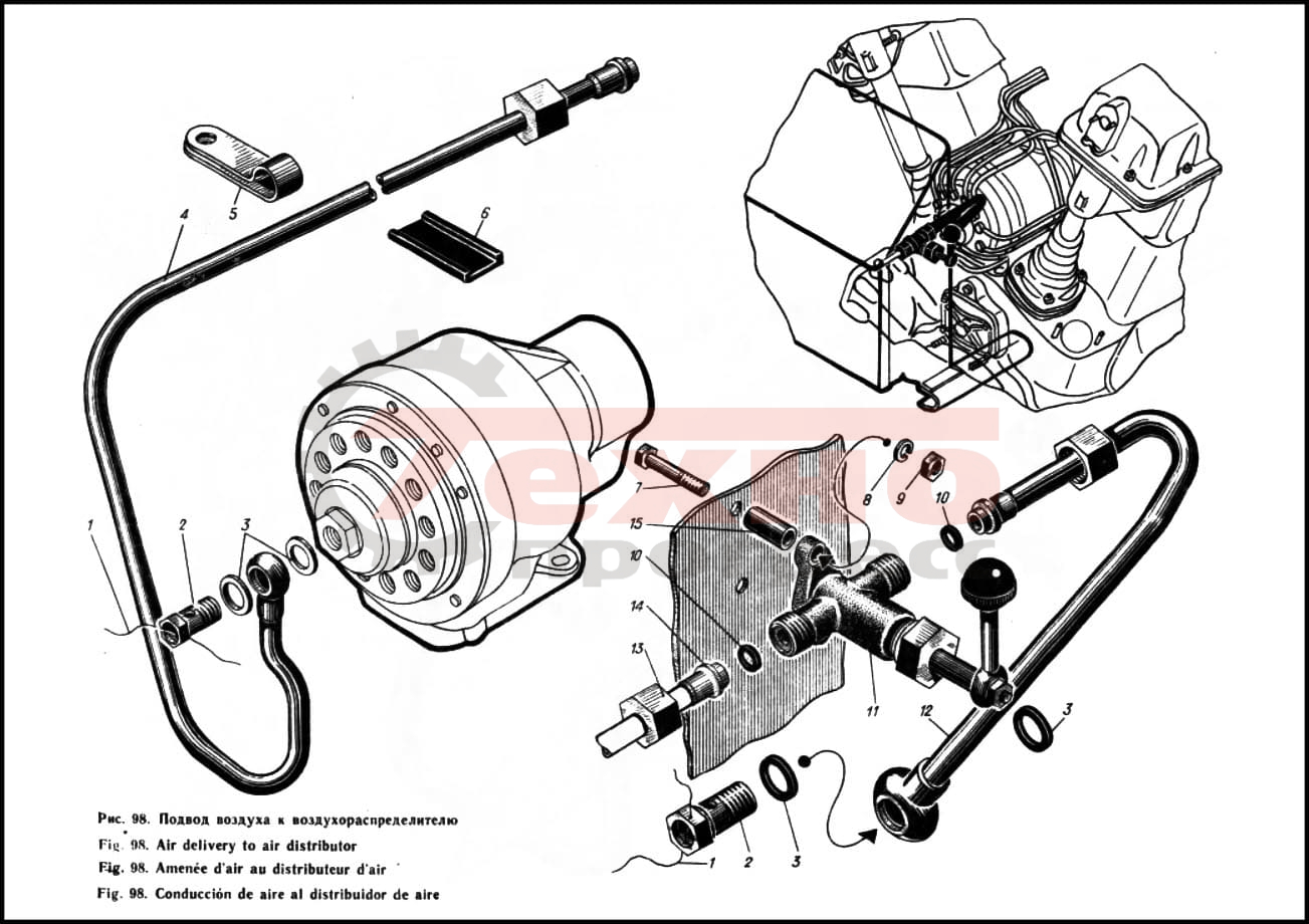Запчасти Подвод воздуха к воздухораспределителю Д12 Ч15/18 (чертеж 2)