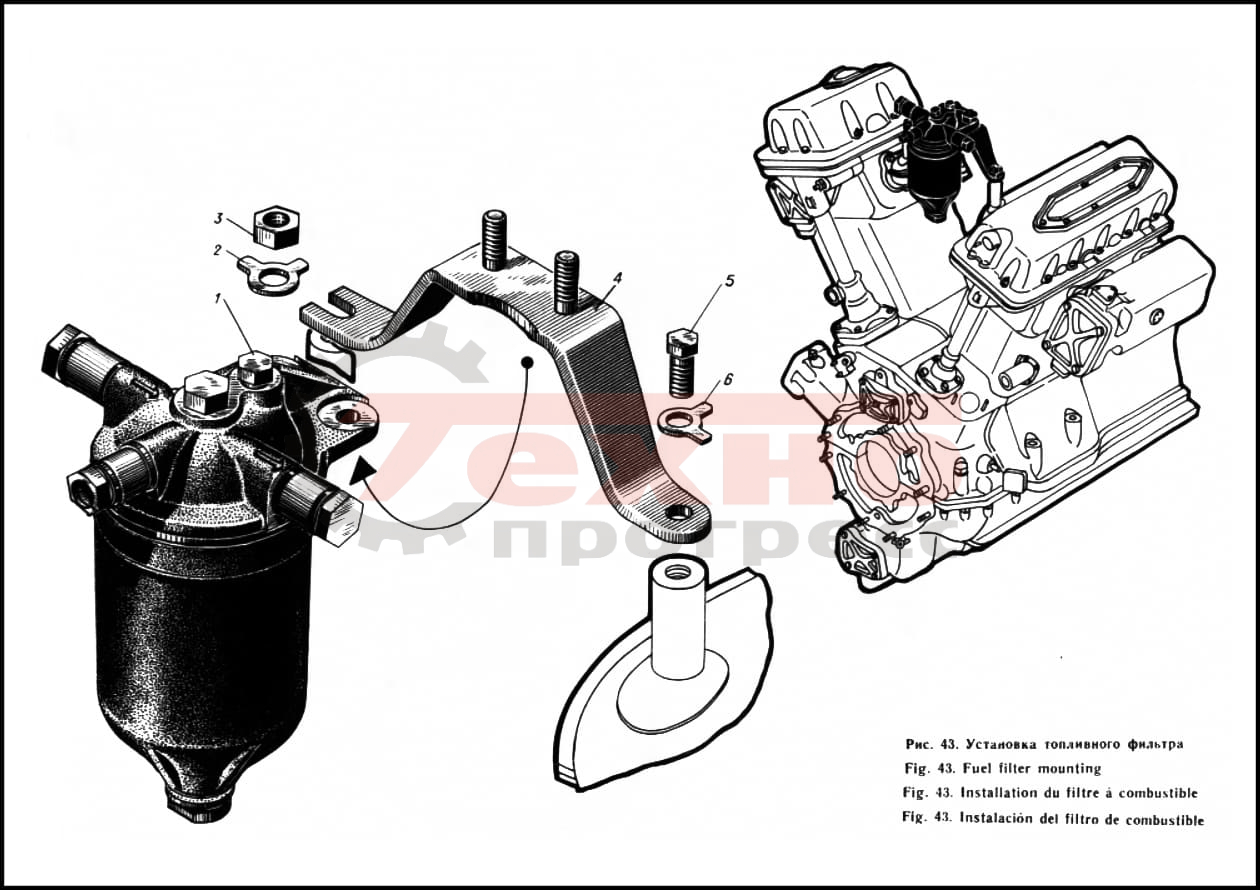 Запчасти Установка топливного фильтра Д12 (Ч15/18)