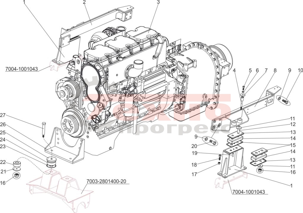 Установка двигателя МЗКТ 700300-10
