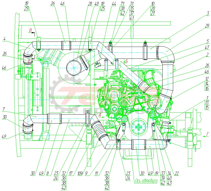 Установка системы питания двигателя воздухом НЕМАН-520123